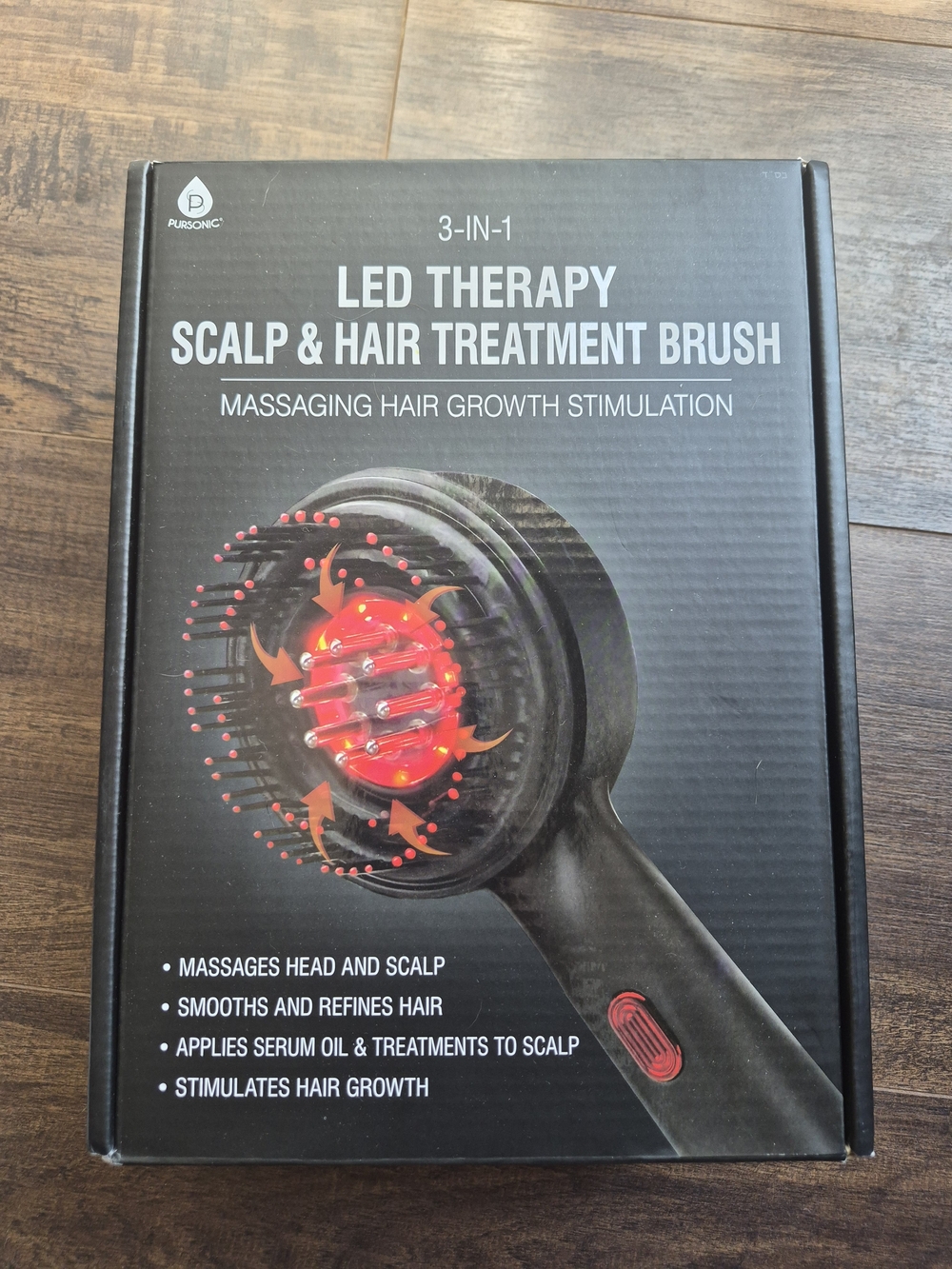 Pursonic LED Therapy Scalp & Hair Treatment Brush - Black